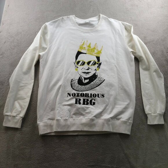 Notorious RBG Graphic Sweatshirt Mens Size XL Crew Neck Pullover Casual White - Picture 11 of 12